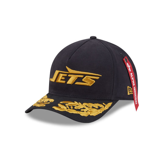 Alpha Industries x New York Jets Black 9FORTY M-Crown A-Frame Snapback Hat - New Era Cap