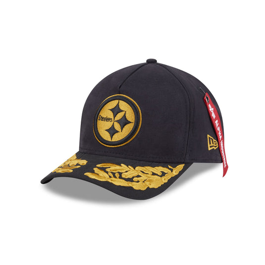 Alpha Industries x Pittsburgh Steelers Black 9FORTY M-Crown A-Frame Snapback Hat - New Era Cap