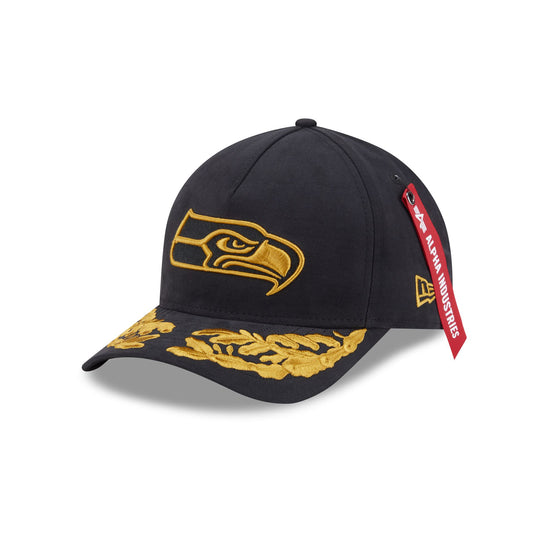 Alpha Industries x Seattle Seahawks Black 9FORTY M-Crown A-Frame Snapback Hat - New Era Cap