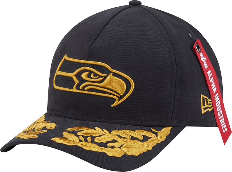 Alpha Industries x Seattle Seahawks Black 9FORTY M-Crown A-Frame Snapback Hat