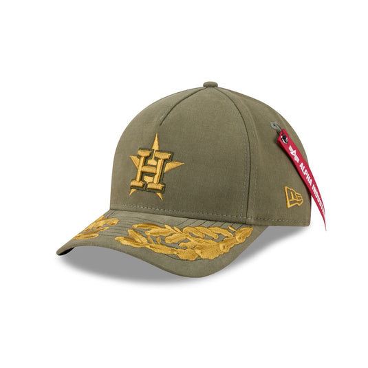 Alpha Industries x Houston Astros Olive Green 9FORTY M-Crown A-Frame Snapback Hat - New Era Cap