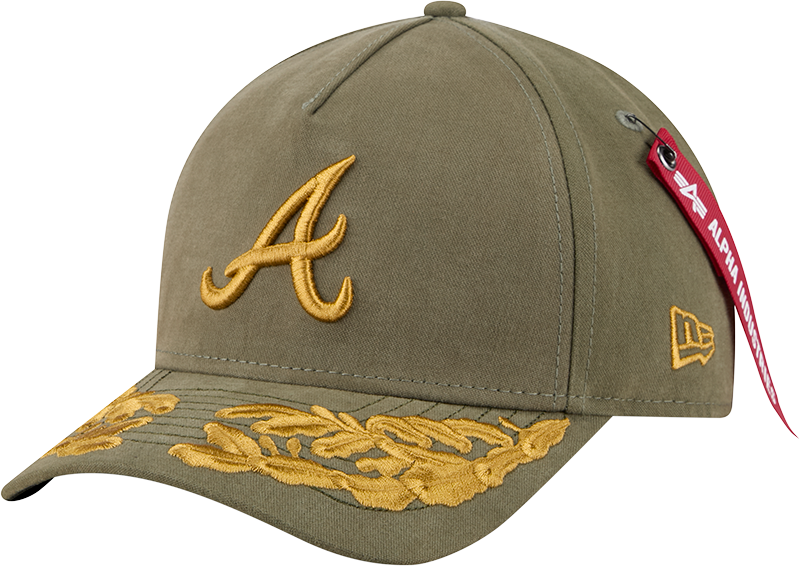 Alpha Industries x Atlanta Braves Olive Green 9FORTY M-Crown A-Frame Snapback Hat
