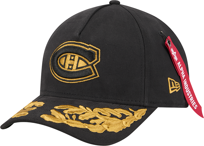 Alpha Industries x Montreal Canadiens Black 9FORTY M-Crown A-Frame Snapback Hat