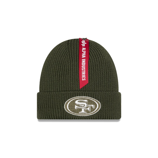 Alpha Industries x San Francisco 49ers Olive Green Cuff Knit Hat - New Era Cap