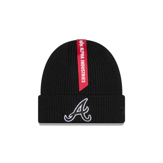 Alpha Industries x Atlanta Braves Black Cuff Knit Hat - New Era Cap
