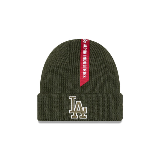 Alpha Industries x Los Angeles Dodgers Olive Green Cuff Knit Hat - New Era Cap