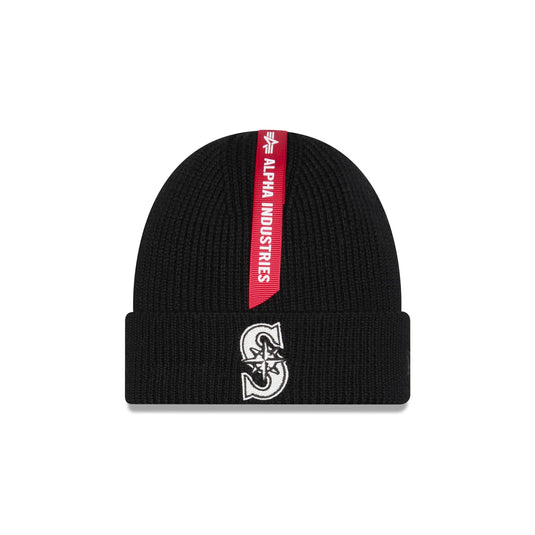 Alpha Industries x Seattle Mariners Black Cuff Knit Hat - New Era Cap