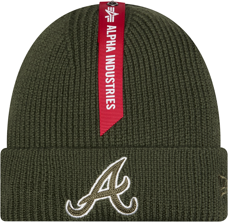Alpha Industries x Atlanta Braves Olive Green Cuff Knit Hat