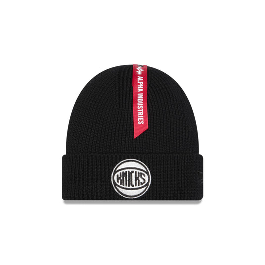 Alpha Industries x New York Knicks Black Cuff Knit Hat - New Era Cap