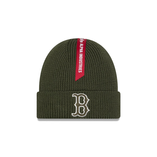 Alpha Industries x Boston Red Sox Olive Green Cuff Knit Hat - New Era Cap