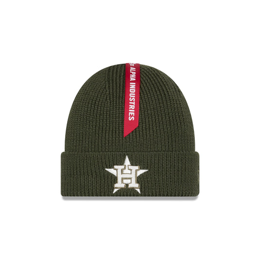 Alpha Industries x Houston Astros Olive Green Cuff Knit Hat - New Era Cap