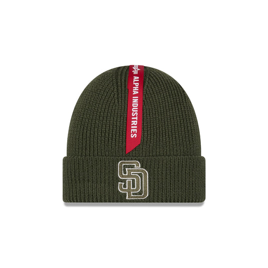 Alpha Industries x San Diego Padres Olive Green Cuff Knit Hat - New Era Cap