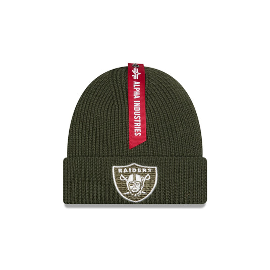 Alpha Industries x Las Vegas Raiders Olive Green Cuff Knit Hat - New Era Cap