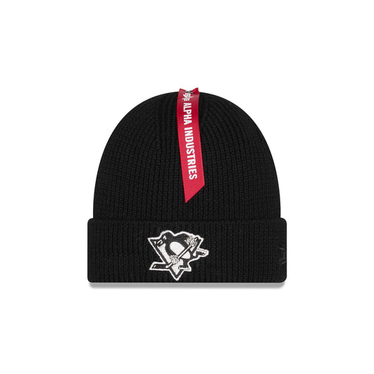 Alpha Industries x Pittsburgh Penguins Black Cuff Knit Hat - New Era Cap