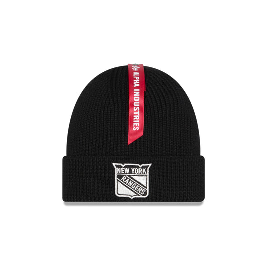 Alpha Industries x New York Rangers Black Cuff Knit Hat - New Era Cap