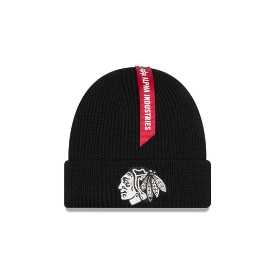 Alpha Industries x Chicago Blackhawks Black Cuff Knit Hat - New Era Cap