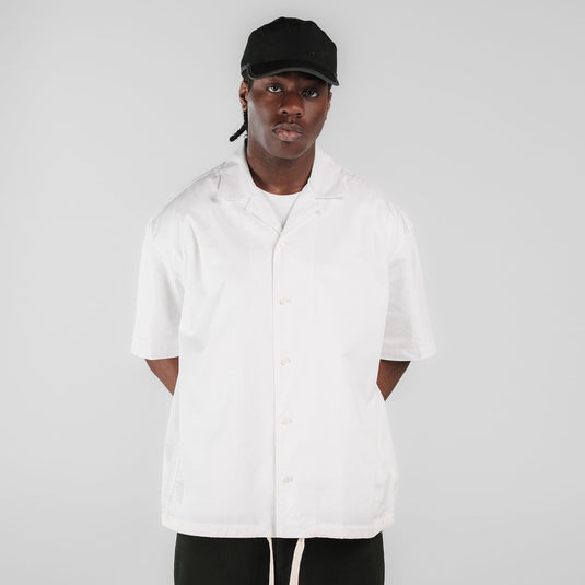 New Era Branded Resort Optic White Open Collared Shirt - New Era Cap
