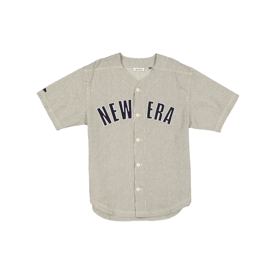 New Era Branded Railroad Stripe Arch Woven Baseball Jersey - New Era Cap