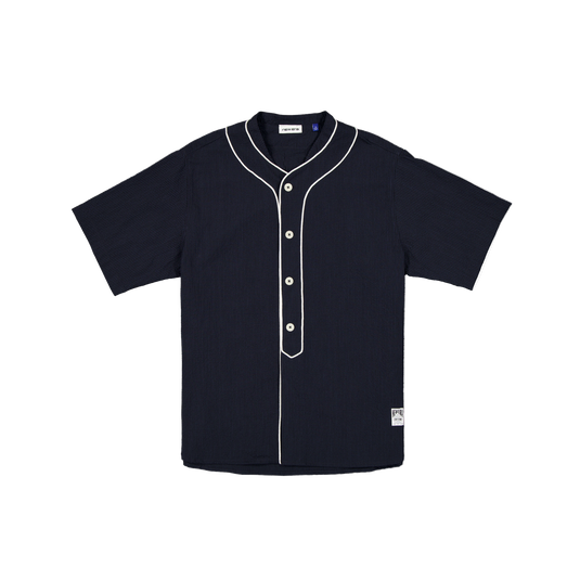 New Era Branded Seersucker Throwback Baseball Navy Jersey - New Era Cap