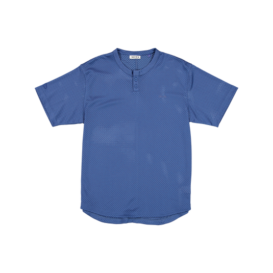 New Era Branded Galvin 2-Button Mesh Henley Indigo Jersey - New Era Cap