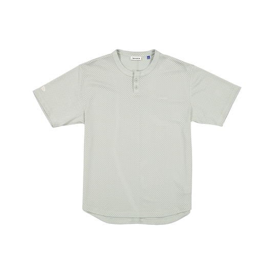 New Era Branded Galvin 2-Button Mesh Henley Mirage Gray Jersey - New Era Cap