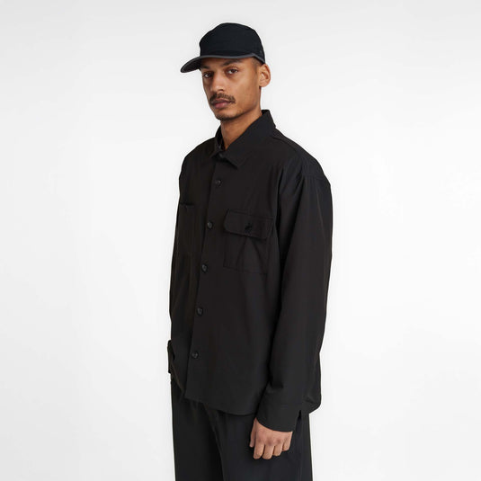 New Era Branded Nylon Military Black Shacket - New Era Cap