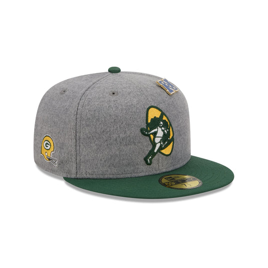 Green Bay Packers Heather Gray Wool 59FIFTY Fitted Hat - New Era Cap