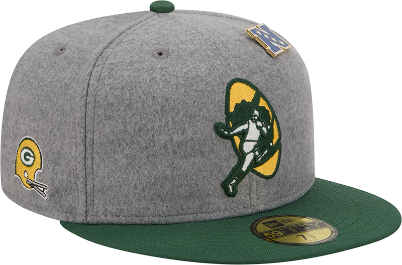 Green Bay Packers Heather Gray Wool 59FIFTY Fitted Hat
