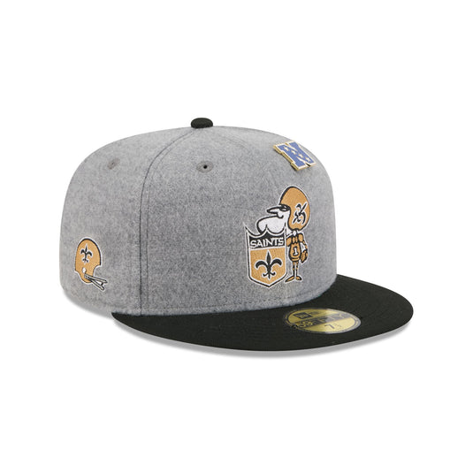 New Orleans Saints Heather Gray Wool 59FIFTY Fitted Hat - New Era Cap