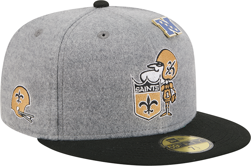 New Orleans Saints Heather Gray Wool 59FIFTY Fitted Hat