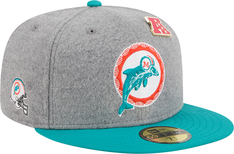 Miami Dolphins Heather Gray Wool 59FIFTY Fitted Hat