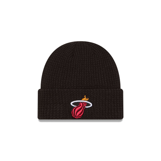 Miami Heat Waffle Stitch Knit Beanie Hat - New Era Cap