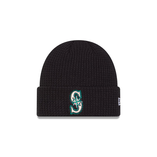 Seattle Mariners Waffle Stitch Knit Beanie Hat - New Era Cap