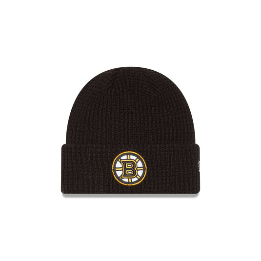 Boston Bruins Waffle Stitch Knit Beanie Hat - New Era Cap