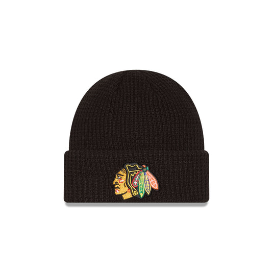 Chicago Blackhawks Waffle Stitch Knit Beanie Hat - New Era Cap
