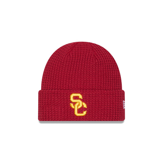 USC Trojans Waffle Stitch Knit Beanie Hat - New Era Cap