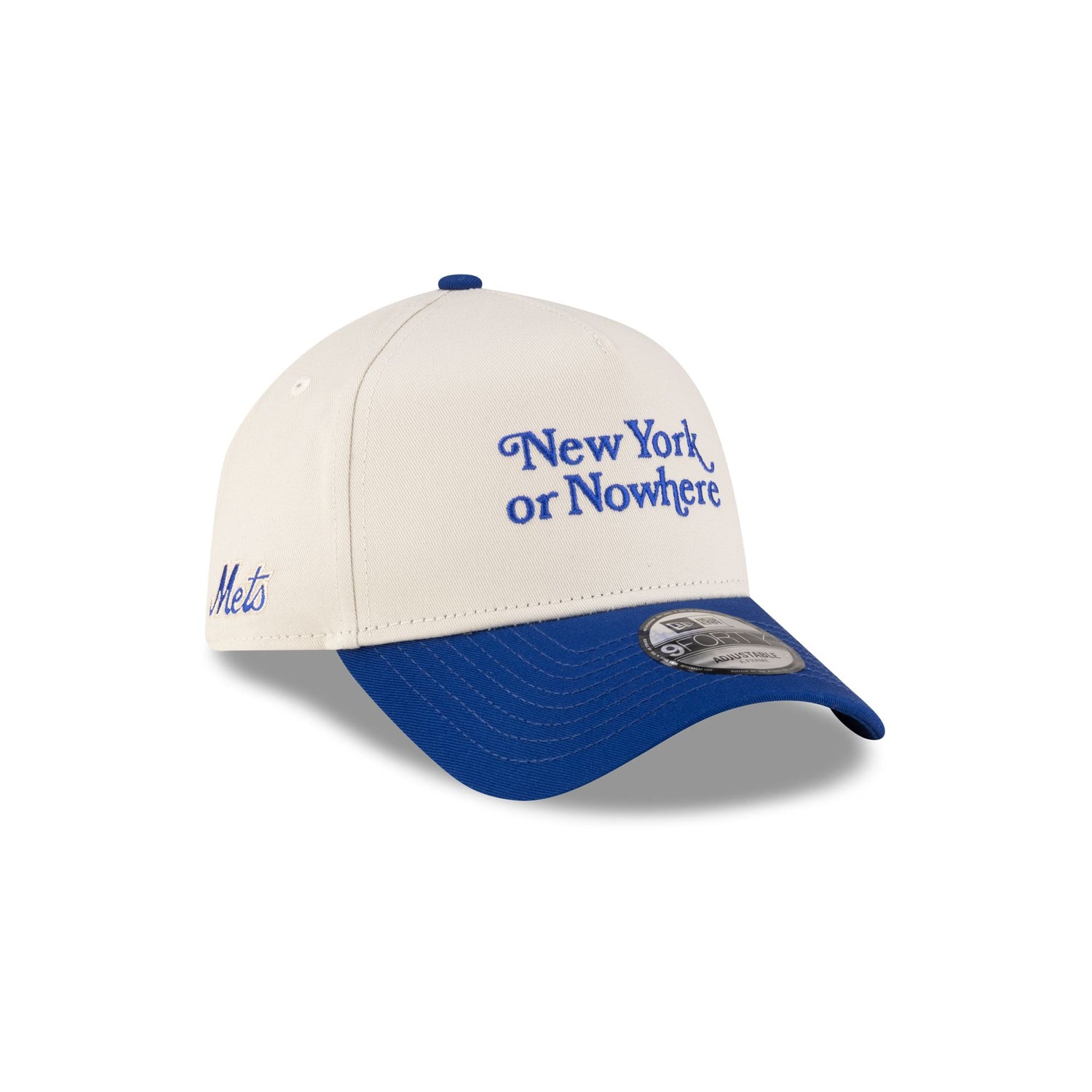 New York or Nowhere x New York Mets Chrome White Wordmark 9FORTY A-Frame Snapback Hat