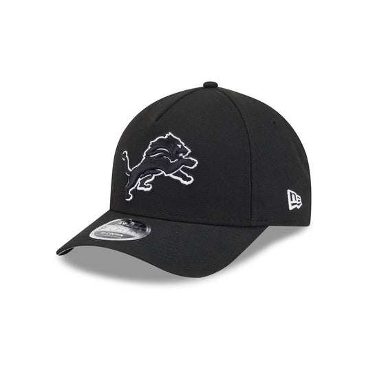 Detroit Lions Black & White 9FORTY M-Crown A-Frame Snapback Hat - New Era Cap