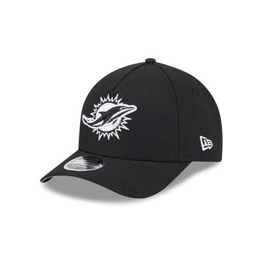 Miami Dolphins Black & White 9FORTY M-Crown A-Frame Snapback Hat - New Era Cap
