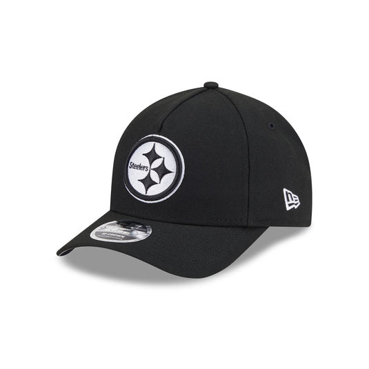 Pittsburgh Steelers Black & White 9FORTY M-Crown A-Frame Snapback Hat - New Era Cap