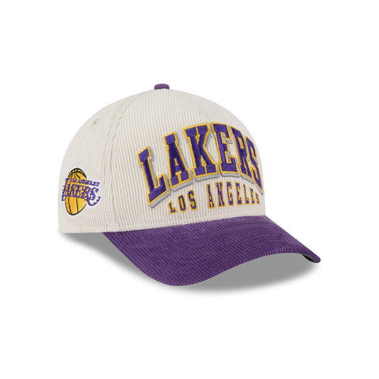 Los Angeles Lakers Stacked Corduroy 9FORTY M-Crown A-Frame Snapback Hat - New Era Cap