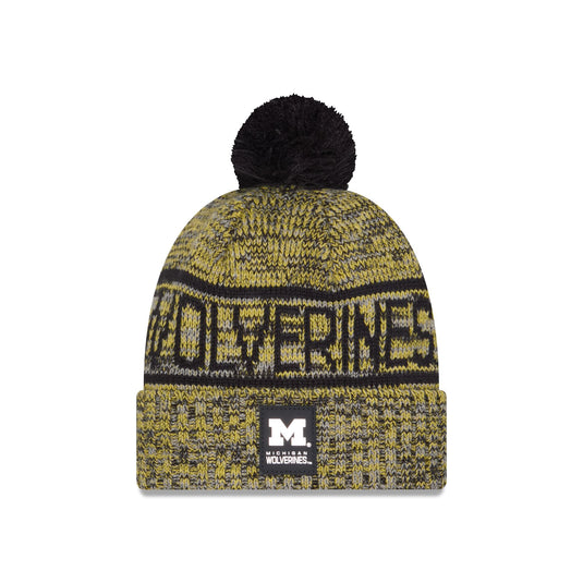 Michigan Wolverines Cold Weather Pom Knit Hat - New Era Cap
