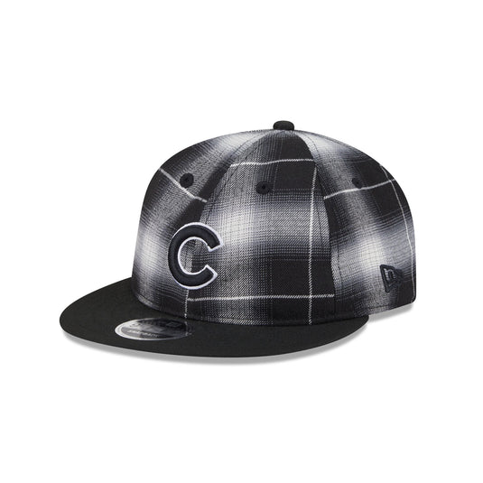 Chicago Cubs Black and White Plaid Retro Crown 9FIFTY Snapback Hat - New Era Cap