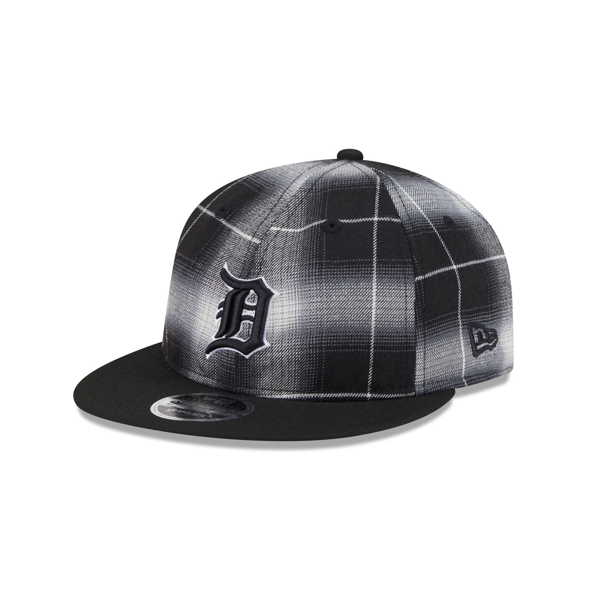 Detroit Tigers Black and White Plaid Retro Crown 9FIFTY Snapback Hat