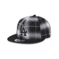 Los Angeles Dodgers Black and White Plaid Retro Crown 9FIFTY Snapback Hat