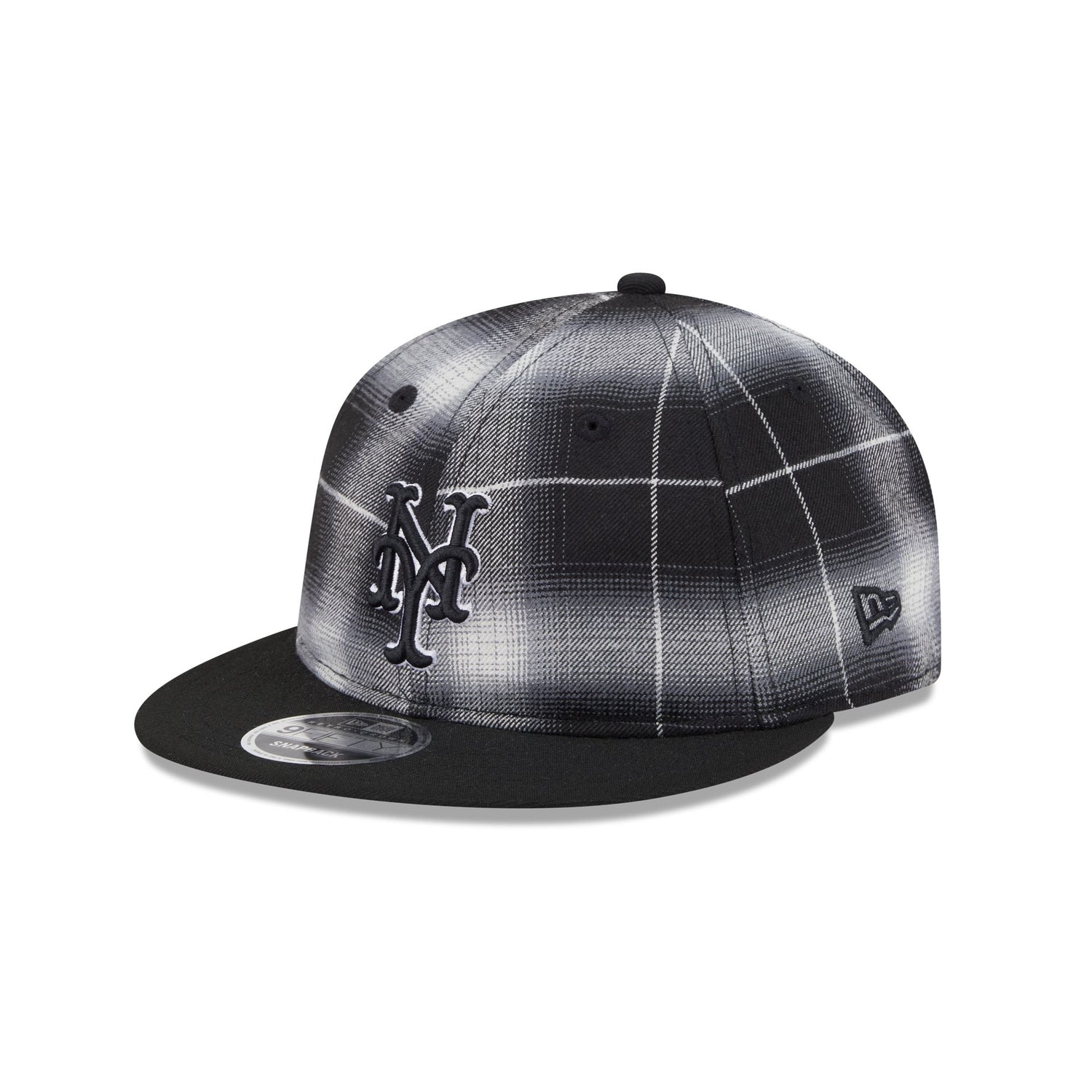 New York Mets Black and White Plaid Retro Crown 9FIFTY Snapback Hat
