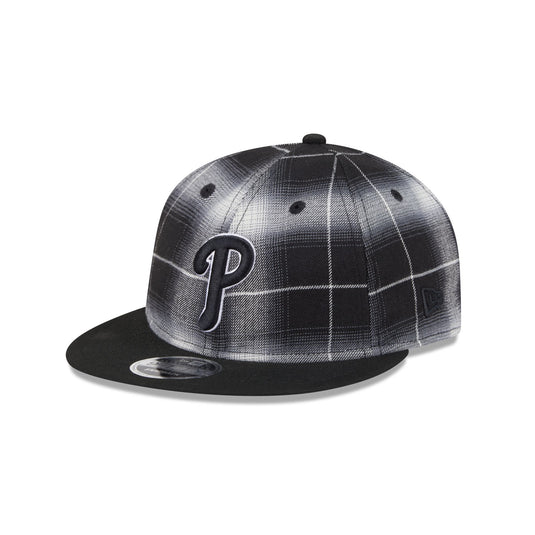 Philadelphia Phillies Black and White Plaid Retro Crown 9FIFTY Snapback Hat - New Era Cap