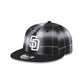 San Diego Padres Black and White Plaid Retro Crown 9FIFTY Snapback Hat