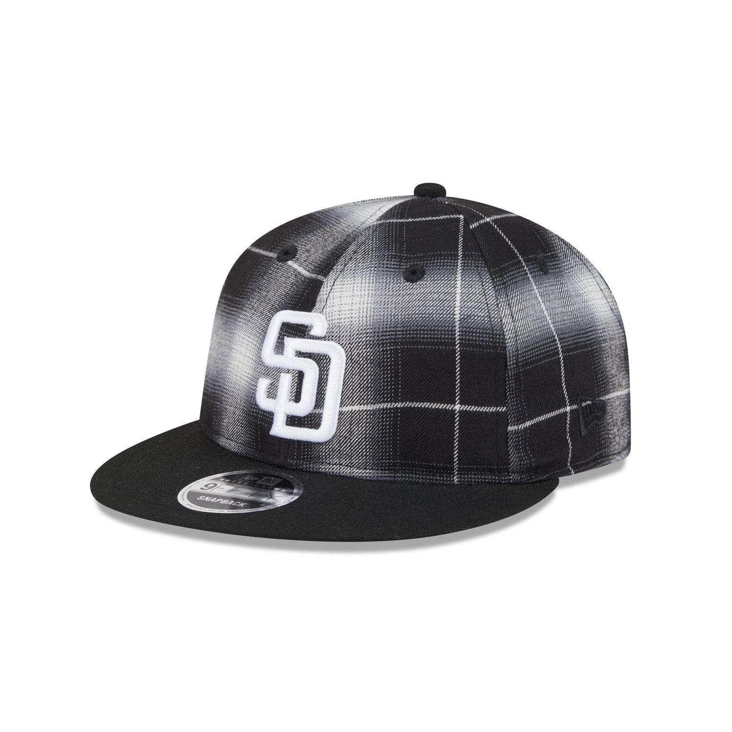 San Diego Padres Black and White Plaid Retro Crown 9FIFTY Snapback Hat