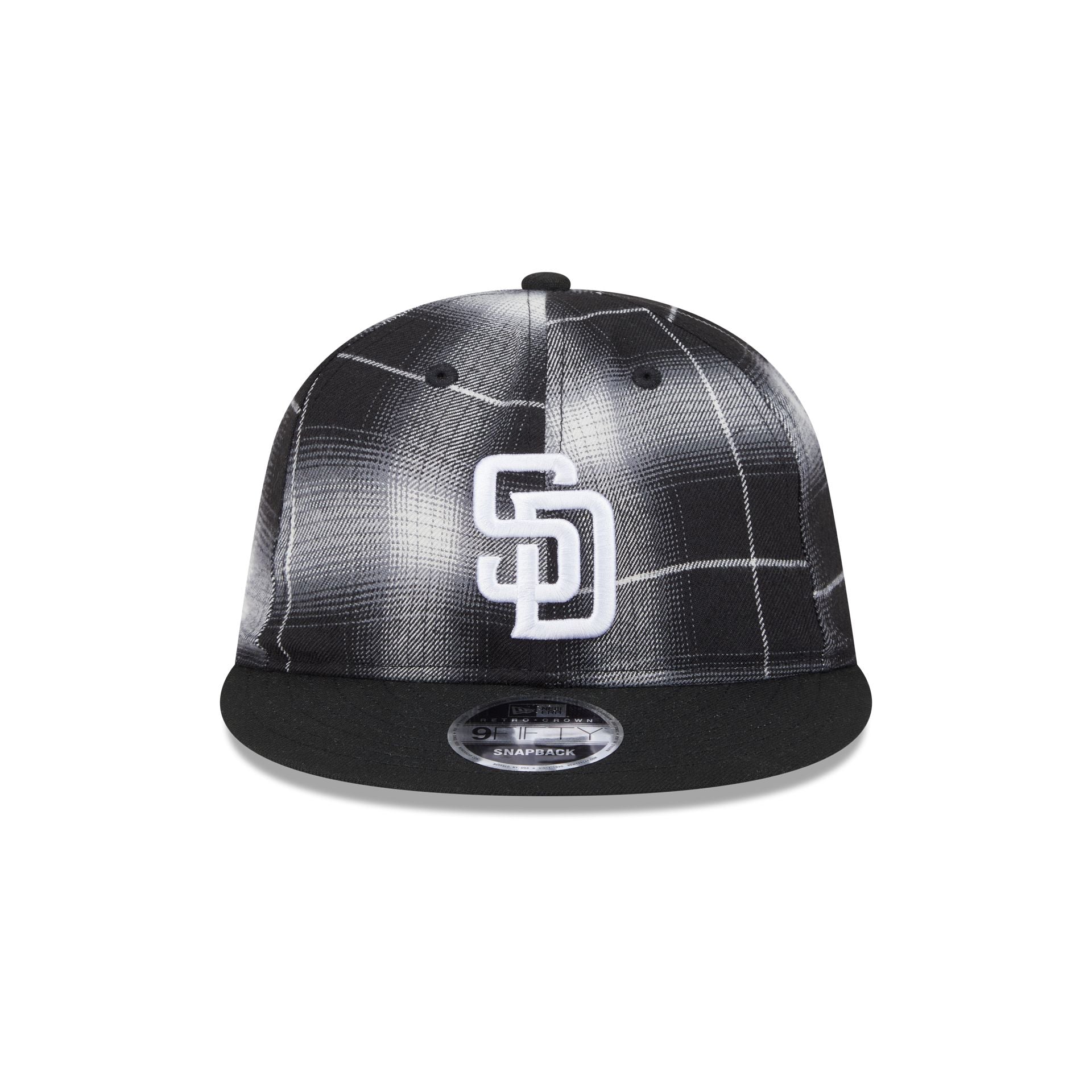 San Diego Padres Black and White Plaid Retro Crown 9FIFTY Snapback Hat